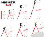 Драбина алюмінієва універсальна розкладна HIGHER 3х10 Стремянка Лестница складная 6.45м - 7.3м ПОЛЬША, фото 3