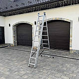 Драбина алюмінієва універсальна розкладна HIGHER 3х10 Стремянка Лестница складная 6.45м - 7.3м ПОЛЬША, фото 2