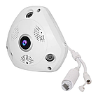 Камера IP Wi-Fi відеоспостереження 360°, фішай, V300, Біла / Стельова панорамна камера спостереження риб'яче око, фото 9