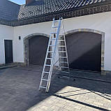 Драбина алюмінієва універсальна розкладна HIGHER 3х11 Стремянка Лестница складная 7.3м - 8.1м ПОЛЬША, фото 4