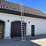 Драбина алюмінієва універсальна розкладна HIGHER 3х11 Стремянка Лестница складная 7.3м - 8.1м ПОЛЬША, фото 9