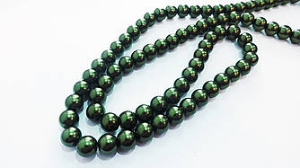 Бусини для рукоділля на волосіні (скло-перлині) 10 мм хакі