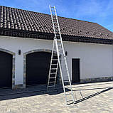 Драбина алюмінієва універсальна розкладна HIGHER 3х12 Стремянка Лестница складная 7.58м - 8.3м ПОЛЬША, фото 4