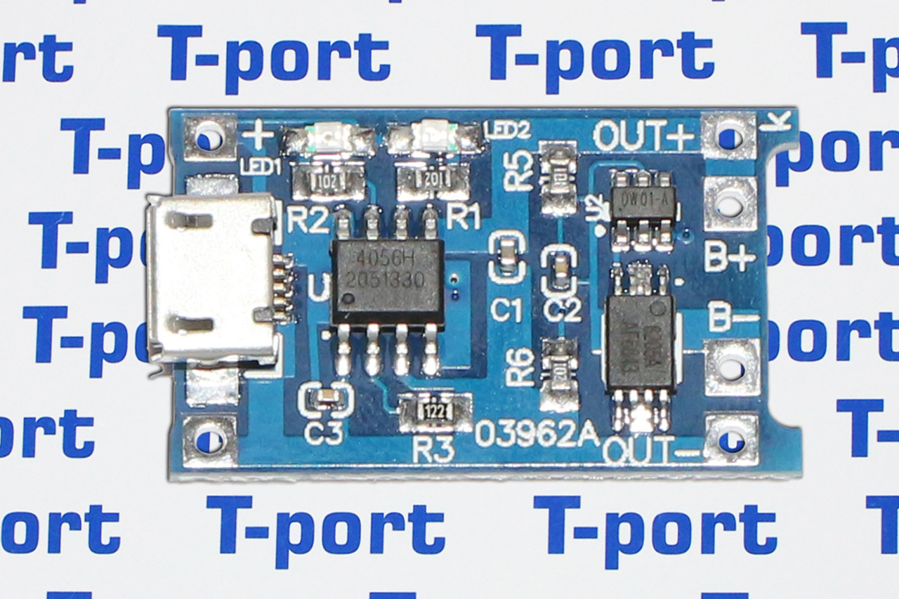 Модуль заряджання та захисту 1A Li-ion на TP4056 micro-USB