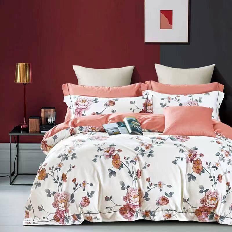 Комплект постільної білизни 200х230 білий з рожевим KuNmeng 20723, фото 1