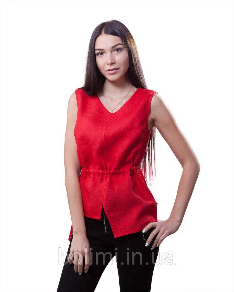 Блуза жіноча червона з льону
