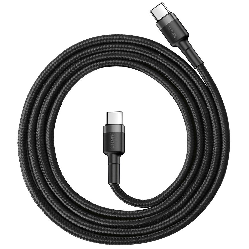 Кабель Type-C на Type-C Baseus 3А 60W для швидкої зарядки Тайп-С на Тайп-С 2м (чорний)