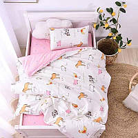 Комплект постільної білизни 120х150 рожевий з білим No Brand 19991