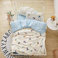 Комплект постільної білизни 120х150 білий з блакитним No Brand 19995