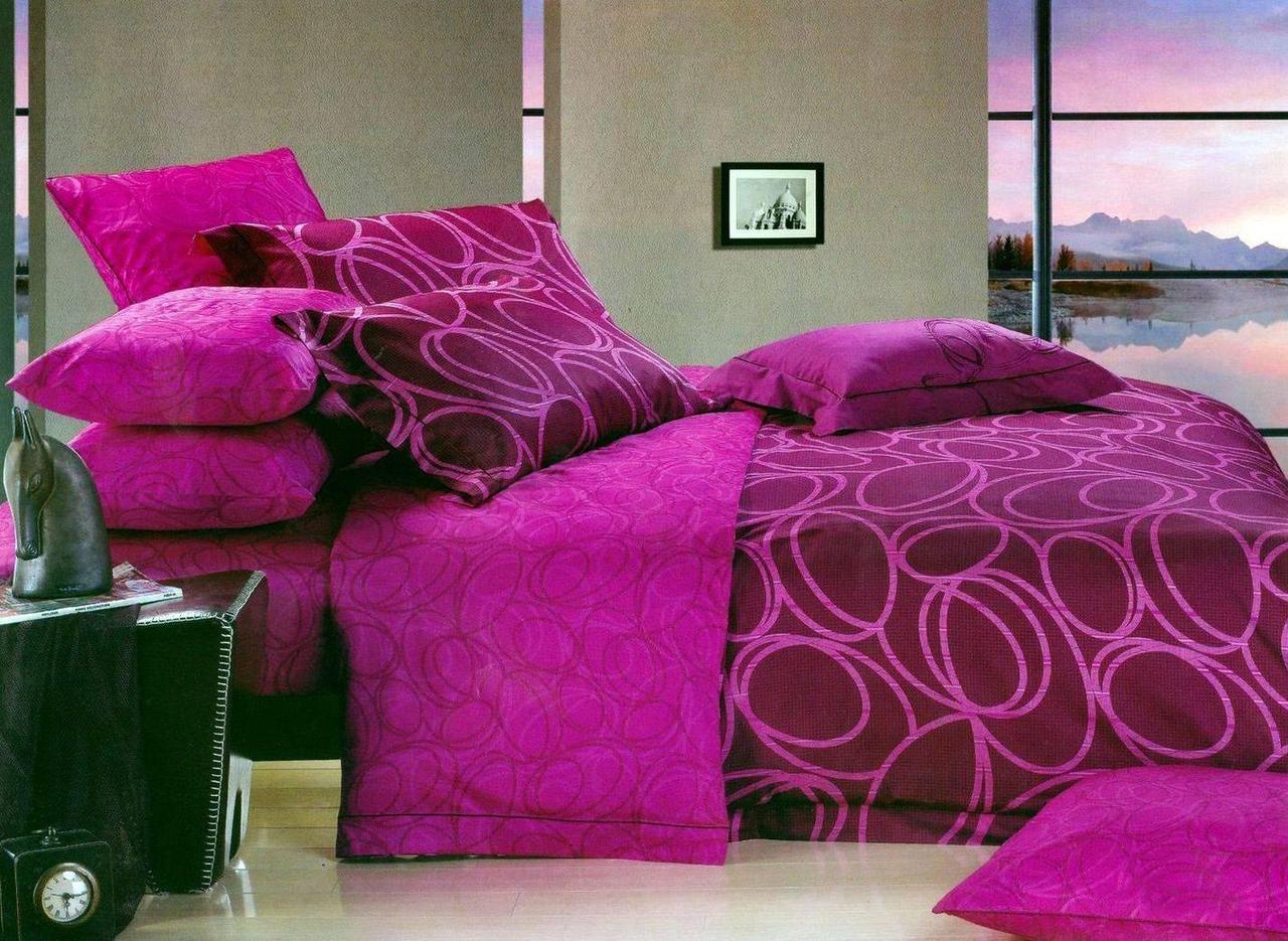 Комплект постільної білизни 160х220 малиновий з бузковим Kessar Pollo, фото 1