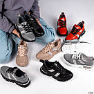 Шкіряні бежеві жіночі кросівки зі шнурками, фото 7