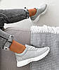 Сірі стильні кросівки на білій підошві жіночі модні з натуральної шкіри, фото 2