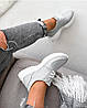 Сірі стильні кросівки на білій підошві жіночі модні з натуральної шкіри, фото 6