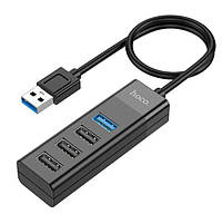 USB hub хаб HOCO HB25 на 4 USB порта USB 3.0*1+USB 2.0*3 черный до 1Tb