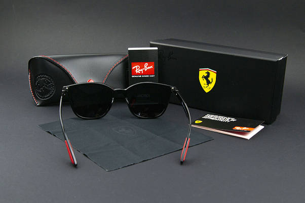 Сонцезахисні окуляри RAY BAN Ferrari поляризаційні UV400 (арт. P0223) чорні/глянсова оправа, фото 2