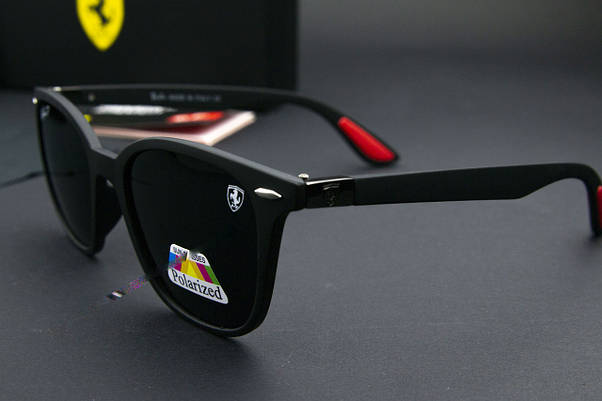 Сонцезахисні окуляри RAY BAN Ferrari поляризаційні UV400 (арт. P0223) чорні/матова оправа, фото 3