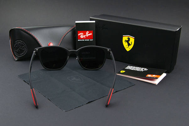Сонцезахисні окуляри RAY BAN Ferrari поляризаційні UV400 (арт. P0223) чорні/матова оправа, фото 6