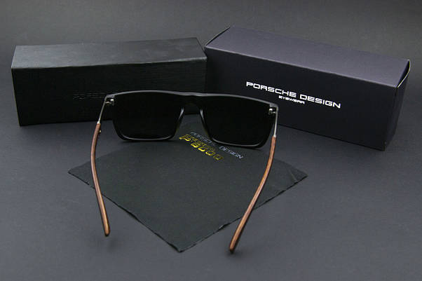 Окуляри чоловічі сонцезахисні Porsche Design поляризаційні (арт. P824) дерев'яні завушники, фото 3
