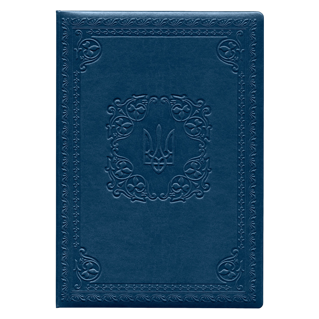 Папка сувенірна "Рамка з гербом" синя А4, обкладинка штучна шкіра Vivella, фото 1