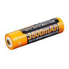 Акумулятор 18650 Fenix (3500 mAh) micro usb заряджання, фото 3