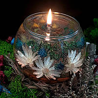 Декоративна гелева свічка Чародійка 4305-1 куля с сухоцвітами