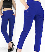 Женские брюки в больших размерах 2XL\3XL 65% хлопок Синий