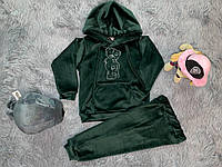 Спортивный велюровый костюм для мальчика Teddy зеленый 80-86