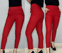 Женские брюки в больших размерах 4XL\5XL 65% хлопок Красный