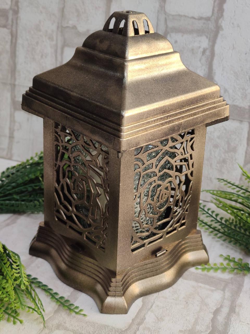 Лампада пластикова зі склянкою, всередині свічка , h 26 см, фото 1