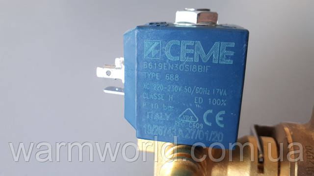 CEME 5619EN30SI8BIF TYPE 688 AC 220-230V 50/60Hz 17VA CLASS E.H ED 100% P..10 bar ITALY 19/26743A 27/01/20 CEME 5619EN30SI8BIF TYPE 688 AC 220-230V 50/60Hz 17VA CLASS E.H ED 100% P..10 bar ITALY 19/26743A 27/01/20