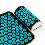 Набір для йоги 3в1 Килимок для йоги + Масажний килимок Аплікатор Кузнєцова + валик OSPORT Set 32 (n-0063) Чорно-бірюзовий, фото 5