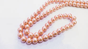 Бусини для рукоділля на волосіні (скло-перлині) 10 мм рожеві