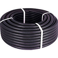 Труба гофрована гнучка чорна 16/12мм (бухта 100м) з протяжкою негорюча стійка до УФ випромінення (750Н) 750H16100