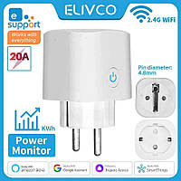Розумна розетка Elivco Ewelink Wi-Fi Plug EU 16/20A, Ewelink, Amazon Alexa, Google Home Google Assistant 20A (3960 Вт)