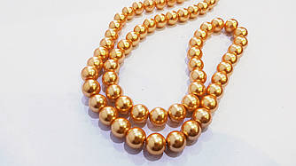 Бусини для рукоділля на волосіні (скло-перлині) 10 мм тем.персик