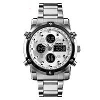 Спортивные мужские часы Skmei 1389SI Silver-Black-Silver водостойкие наручные кварцевые