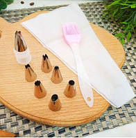 Набір кондитерських аксесуарів (мішок, 7насадок, перехідник, пензлик) - 20010