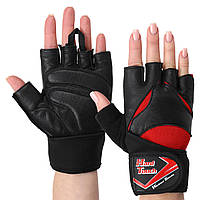 Перчатки без пальцев, перчатки многоцелевые, перчатки атлетические черно- красные FG-9532