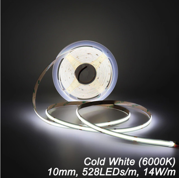 Біла світлодіодна COB-стрічка 528 LED діодів/метр DC 12 В 6000K ( ціна за 10 сантиметрів)