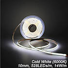 Біла світлодіодна COB-стрічка 528 LED діодів/метр DC 12 В 6000K  ( ціна за 10 сантиметрів)