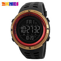 Спортивные мужские часы Skmei 1251GDRD Black-Gold-Red водостойкие наручные кварцевые