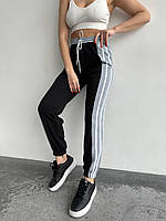 Женские трендовые удобные спортивные штаны с лампасами (черный, серый, белый)