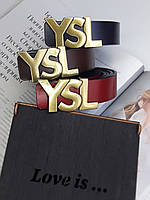 Кожаный ремень Yves Saint Laurent Ив Сен Лоран 3 см, ремни с логотипом, брендовые ремни