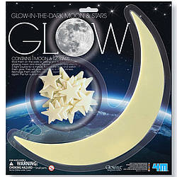 Набір наклейок Місяць та зірки 4M 00-05215, 13 штук, що світяться, World-of-Toys