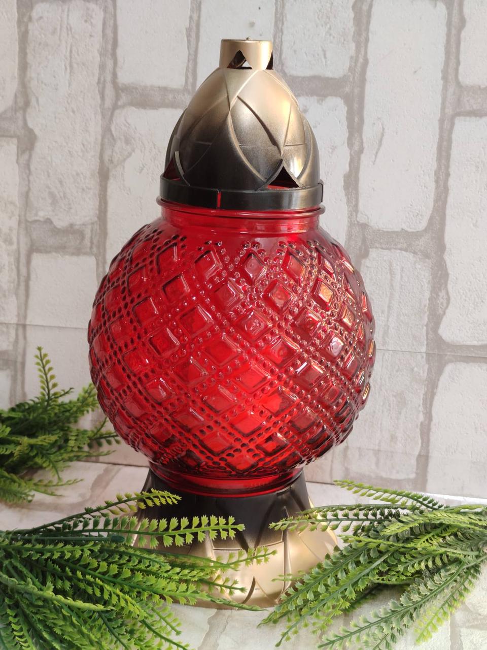 Лампада скляна куля, всередині свічка , h 34 см, фото 1