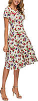 # 7 Large Женские летние повседневные платья-футболки Расклешенное платье-миди с короткими рукавами и цве