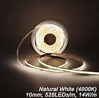Біла світлодіодна COB-стрічка 528 LEDs діодів/метр 4000 K DC 12 V ( ціна за 10 сантиметрів)
