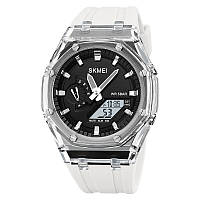 Спортивные мужские часы Skmei 2100WTBK White-Black водостойкие наручные кварцевые