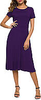 Purple Large Женские летние повседневные платья-футболки Расклешенное платье-миди с короткими рукавами и