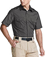 Button Up Commander Charcoal Large Мужские рабочие рубашки с коротким рукавом CQR, военные тактические ру